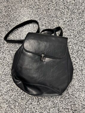 Classic Black Faux Leather Women's Backpack with Front Clasp